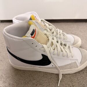 Nike White and Black High-Tops with Yellow Accents